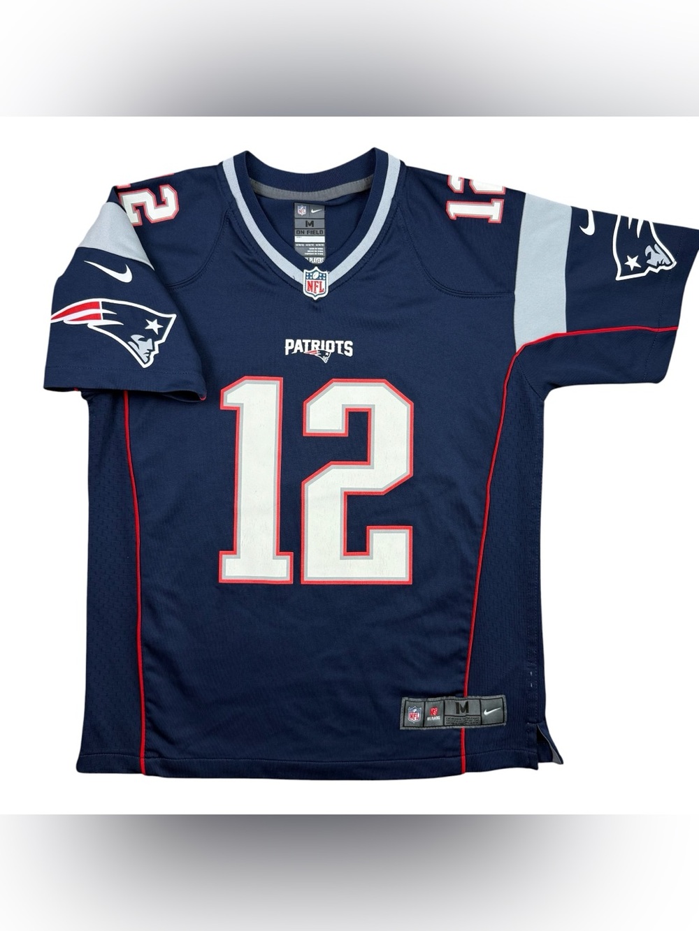 Boys Nike Tom Brady #12 New England Patriots Football Jersey Blue size YOUTH M